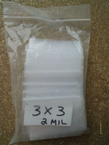 100PC CLEAR  STORAGE BAGS 3&#034; X 3&#034;  RECLOSABLE ZIP LOCK POLY 2 MILS FREE SHIPPING