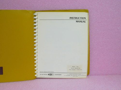 Systron-Donner Manual 110B Pulse Generator Instruction Manual w/Schem. (1974)
