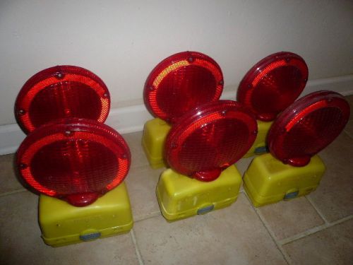 6 red empco model 400 flashing barricade construction roadside light empco-lite for sale