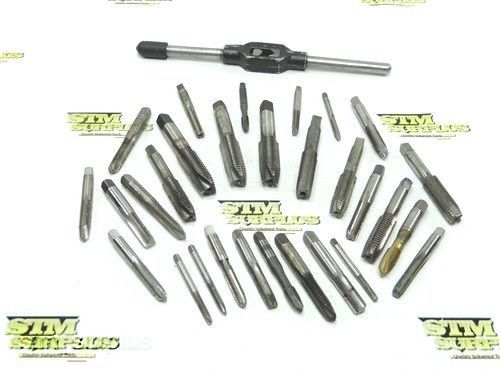 ASSORTED LOT OF 29 HSS HAND TAPS NO.10 -24 NC TO 5/8&#034; -11 NC WITH WRENCH GTD