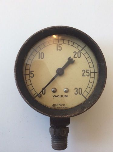 Vintage Jas. P. Marsh Corp. Vacuum Gauge, 0- 30 PSI - Industrial Steampunk