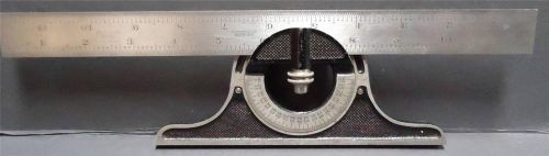 Vintage Used Starrett 180 Degree No.12 Protractor w/ Lufkin 12&#034; Rule USA Made
