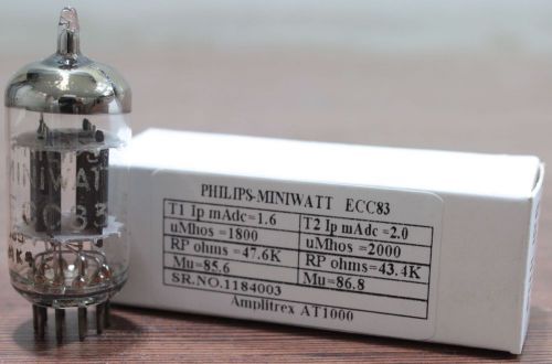 NOS 1x ECC83 Philips Miniwatt made in Holland Test Certificate  AT1000 #1184003