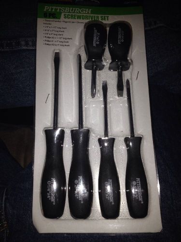 Brand New Pittsburgh 6 Piece Screwdriver Set/ Magnetic Tip, Chrome Shafts