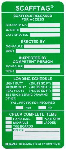 Scafftag® green inspection inserts for sale