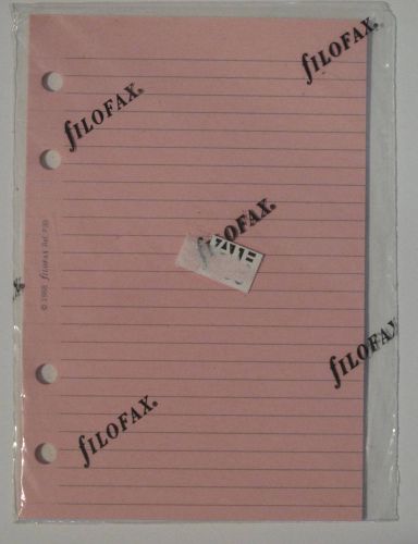 Filofax Pink Ruled  Planner Refill Pages 4 Ring 3 1/4 x 4 3/4