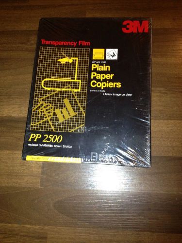 3M PP2500 Transparency Film for Copiers 8.5&#034; x 11&#034; Box 100 Sheets New &amp; Sealed