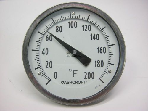 Ashcroft Bi-Metal Thermometer 0-200F, 5&#034; Face, 1.75&#034; Probe, 1/2&#034; NPT, Hinged