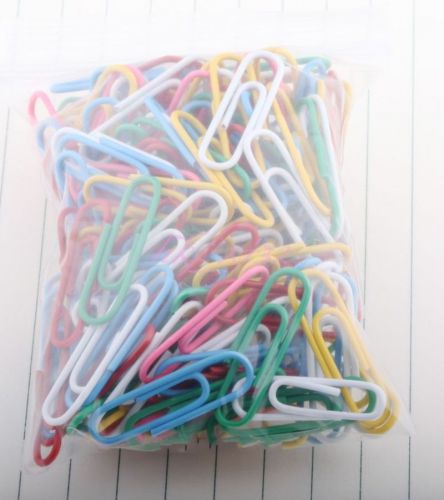 100Pcs Multi-Color Paper Clips Pins Vinyl Coated Office Stationery 29mm