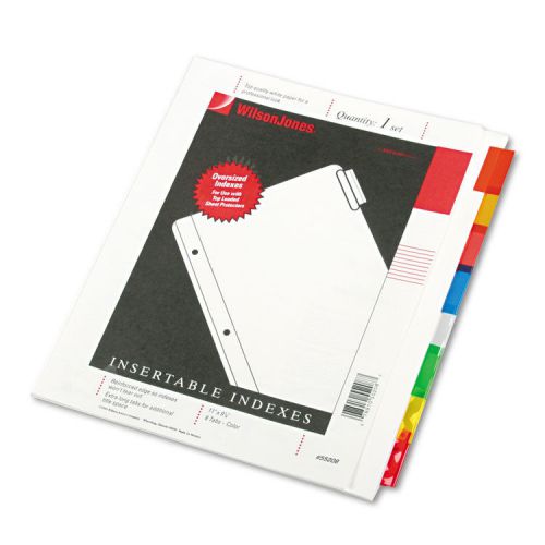 Oversized reinforced insertable index, multicolor 8-tab, 9-1/4 x 11, white for sale