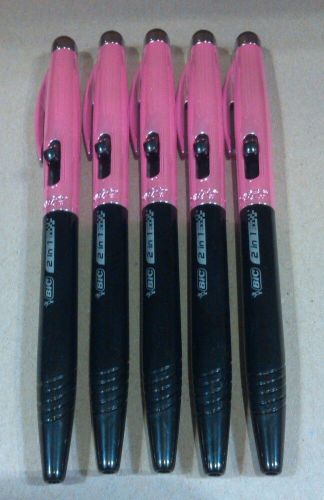 New original 5 X BIC 2IN1 STYLUS pink metallic black ball pen all touch screens