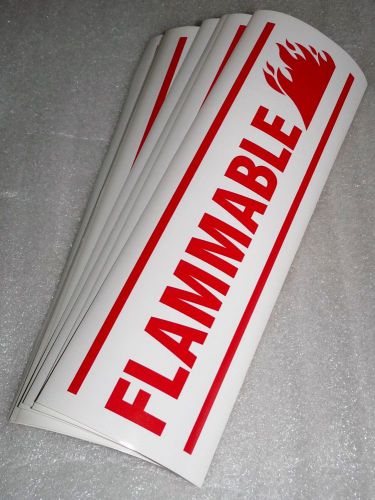 LOT OF 10 NEW FLAMMABLE ADHESIVE LABELS STICKER 10&#034; X 3.5&#034; RED ON WHITE WARNING
