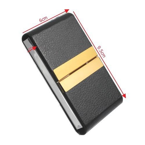 Mens Business Card Case Holder Wallet Stainless Steel and Artificial Leather B12