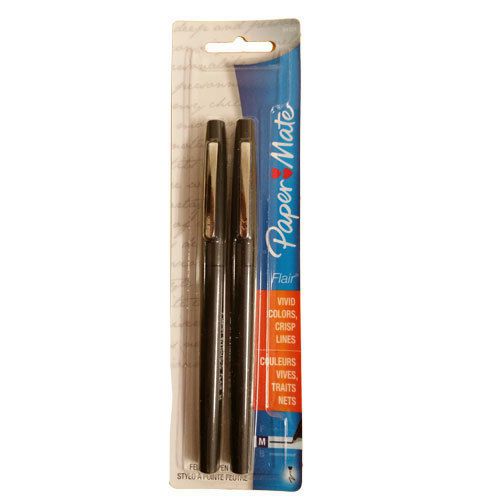 Papermate Flair Marker Pen with Medium Felt-Tip Point  Black Ink 2 each (6 Pack)