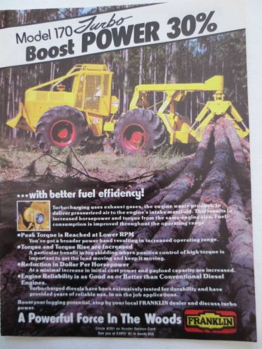 Franklin Skidder Model 170 Turbo Vintage 1981 Magazine Ad