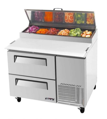 Turbo air 44&#034; pizza prep table 6 pans 2 cooler drawers tpr-44sd-d2 for sale