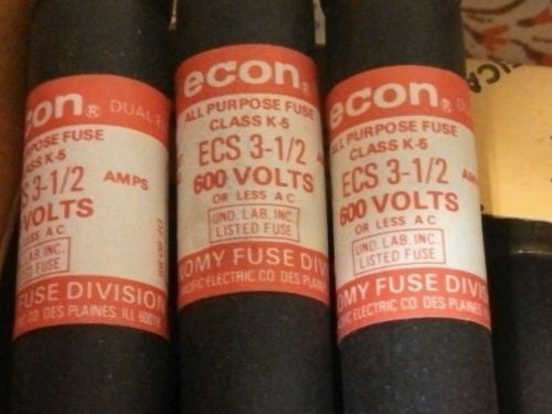 4 Econ all purpose class K-5 ECS 3-1/2 amp 600 volt fuses