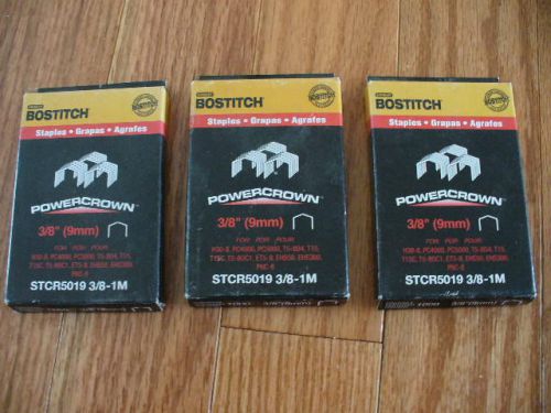 Genuine Bostitch Staples  3/8&#034; 9mm 1,000  Box STCR5019  MADE IN USA  3 boxes