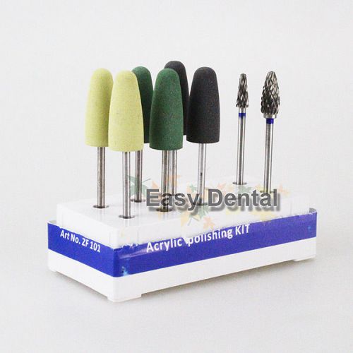 8pcs HP Dental Resin Base Acrylic Polishing Burs Drill Polisher Rotary Tools
