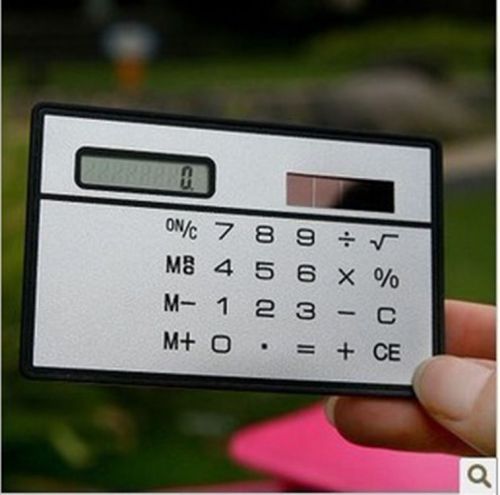 Credit Card Sized Ultra-thin Portable Solar Powered 8-Digit Calculator J