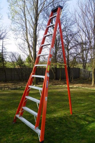New werner tripod ladder ftp6212 fiberglass twin front 12 ft 300lb ladders for sale