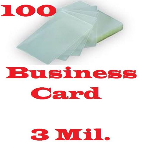 100 Business Card Laminating Laminator, Pouches Sheets  2-1/4 x 3-3/4   3 Mil