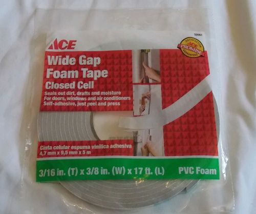 Ace Wide Gap Foam Tape Closed Cell 3/16in (T) x 3/8in (W) x 17ft (L)