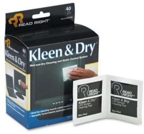Kleen and Dry Screen Cleaner Wet Wipes - 40 Ct.Read Right