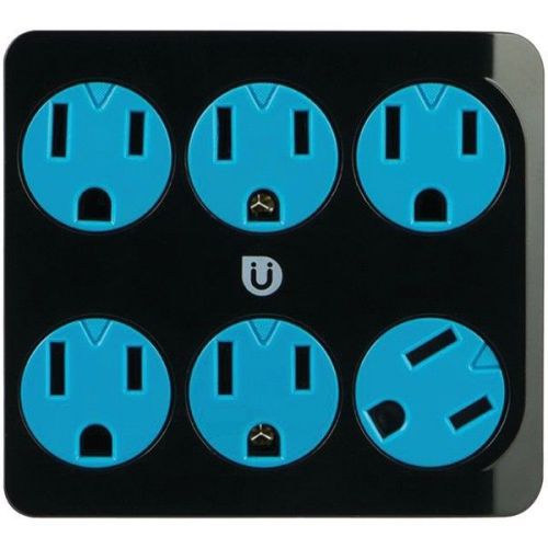 GE 25112 Uber 6-Outlet Power Tap w/Rotating Covers Black &amp; Blue