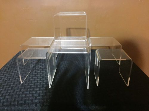 Set of 7 clear acrylic display riser jewelry showcase fixtures - banpresto stand for sale