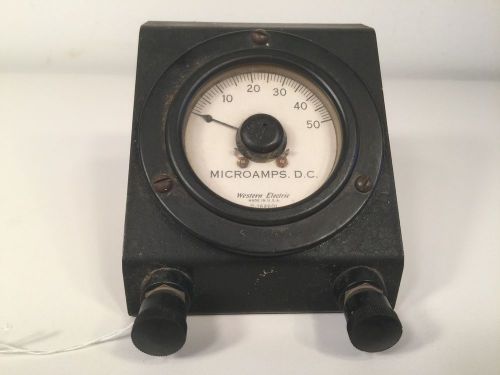 Western Electric Gauge MicroAMPS DC D-164601 USA w/ Stand #2