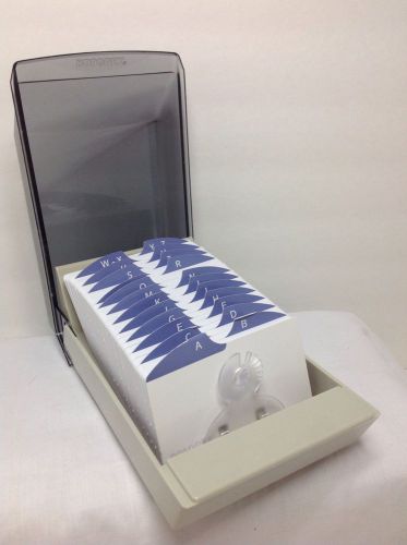 Rolodex 67011 Covered Business Card File Tan A_Z 500 Slots 2-1/4x4 Desk Top