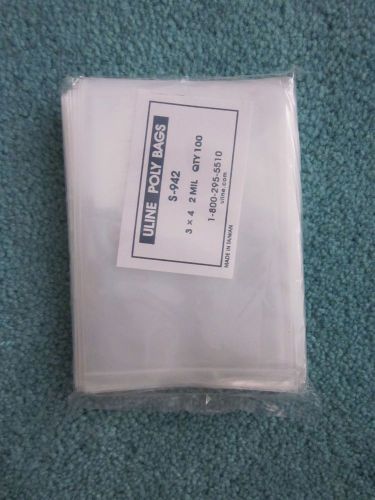 Clear plastic Poly Bags 3 in x 4 in, 2 mil, pack of 100 transparent see through