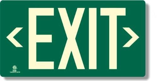 Nightbright usa photoluminescent exit sign green - code approved ul 924/ibc for sale