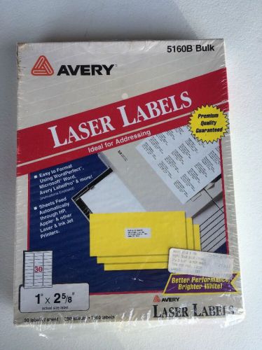 NIP Avery 5160B Laser Mailing Labels 1&#034; x 2 5/8&#034; Ideal for Addressing 7500 Total
