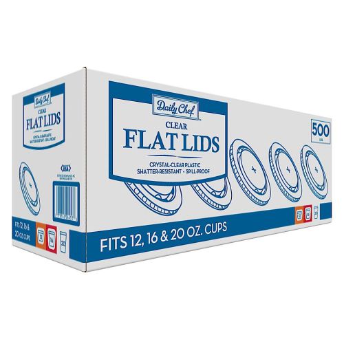 Flat Plastic Lids, Fits 12-24 oz. (500 ct.) AB253965