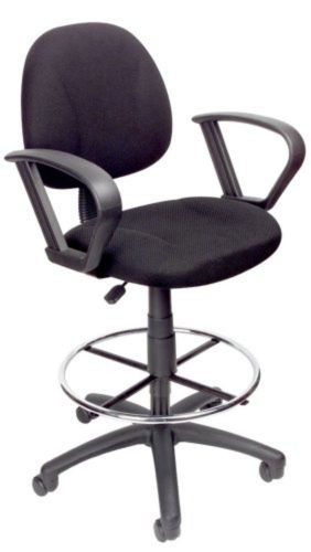 Boss drafting stool with foot ring and loop arms black black for sale