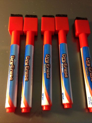 set of 6 magnetic RED  dry erase markers fine point erases clean &amp; easy
