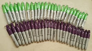 New! 50 Sharpie Mini Permanent Markers Fine Point ~ 25 Purple &amp; 25 Lime Green