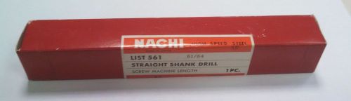 NACHI 61/64 HIGH SPEED STEEL STRAIGHT SHANK SCREW MACHINE DRILL 561 SERIES NEW