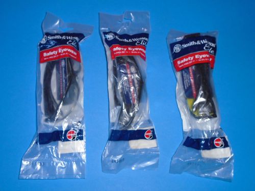 Smith &amp; Wesson Elite Safety Eyewear Lot of three; 2 clear, 1 yellow