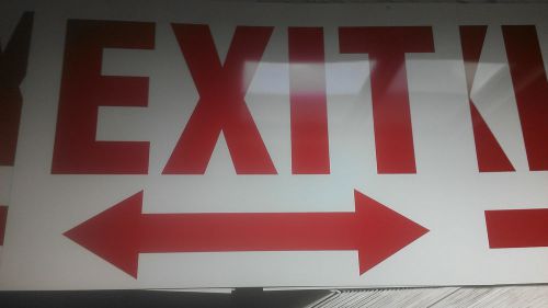 Lot of 24 2-sided large aluminum hanging warehouse exit signs 2&#039;x3&#039; for sale