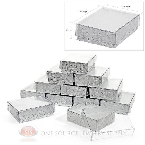 12 Silver View Top Cotton Filled Jewelry Gift Boxes  2 1/8&#034; X 1 5/8&#034;
