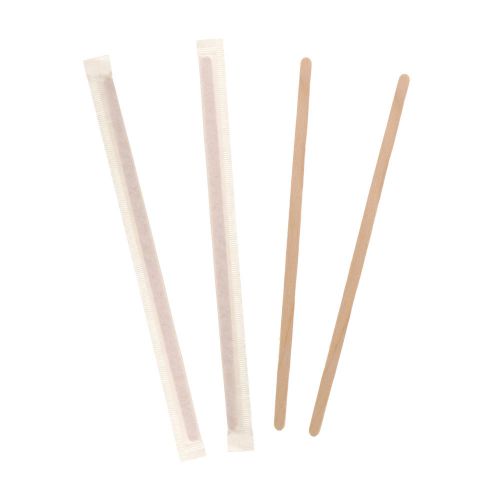 Royal 7.5&#034; Individually Wrapped Wood Coffee Stirrers, Package of 500, R825W
