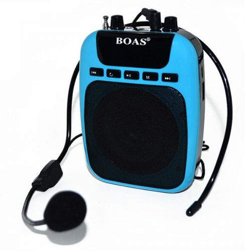 Blue Waistband Voice Amplifier FM MP3 Mic Loudspeaker Microphone Headset Teacher