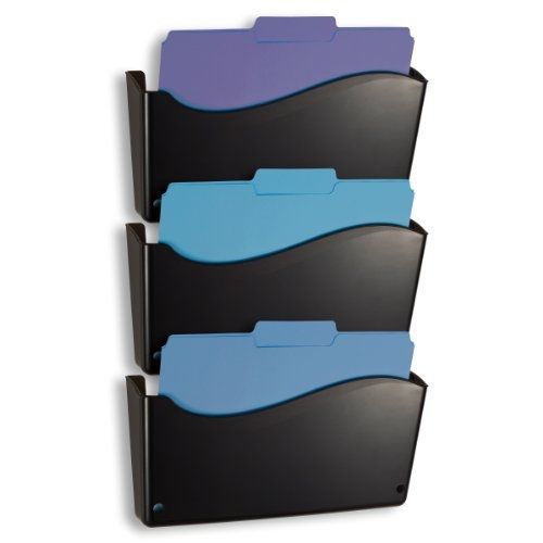 Officemate 2200 Series Wall File, 3 Pack, 13 3/4 x 3 x 19 1/2 Inches, Black