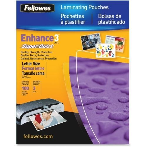 New fellowes 5245801 glossy superquick pouches letter, 3 mil, 100 pack for sale