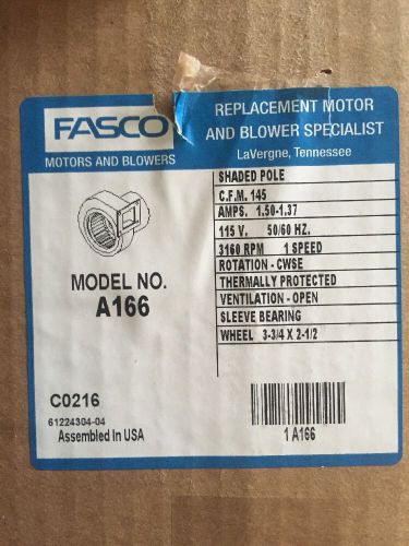FASCO A166 CENTRIFICAL BLOWER/VENT MOTOR ASSY 115V 1/25 HP