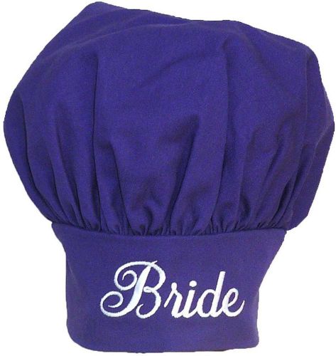 Bride Chef Hat Adult Purple Adjustable Wedding Bridal Shower Gift Cook Monogram