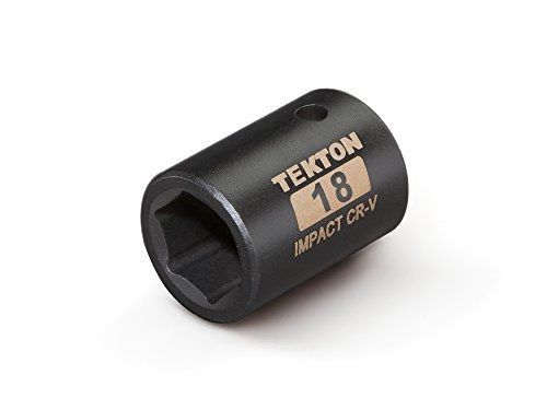 TEKTON 47773 1/2-Inch Drive by 18 mm Shallow Impact Socket, Cr-V, 6-Point